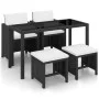 5-piece garden dining set with black synthetic rattan cushions by vidaXL, Garden sets - Ref: Foro24-42521, Price: 310,72 €, D...