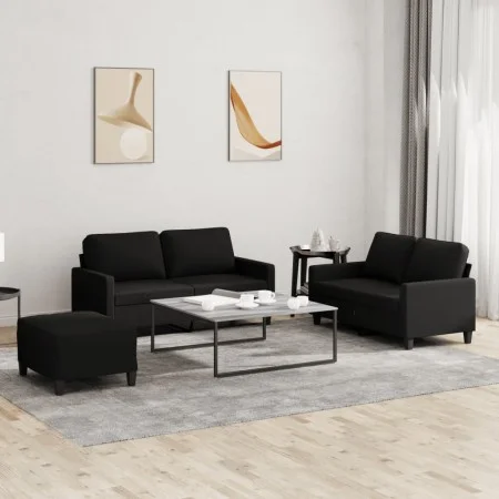 Juego de sofás con cojines 3 piezas tela negro de , Sofás - Ref: Foro24-3201456, Precio: 497,25 €, Descuento: %