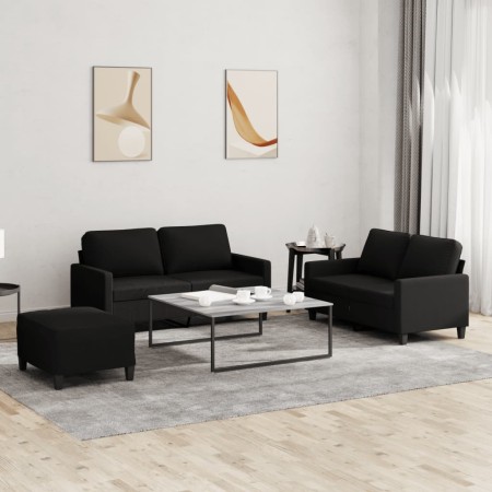 Juego de sofás con cojines 3 piezas tela negro de , Sofás - Ref: Foro24-3201456, Precio: 504,87 €, Descuento: %