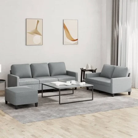 Juego de sofás con cojines 3 piezas tela gris claro de , Sofás - Ref: Foro24-3201468, Precio: 507,64 €, Descuento: %