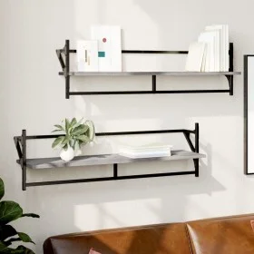 Estantes de pared con barras 2 uds gris Sonoma 100x25x30 cm de , Estantes y estanterías - Ref: Foro24-836251, Precio: 31,98 €...