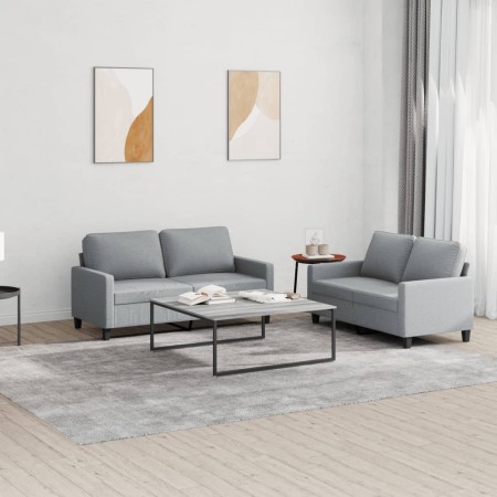 Juego de sofás con cojines 2 piezas tela gris claro de , Sofás - Ref: Foro24-3201444, Precio: 403,68 €, Descuento: %