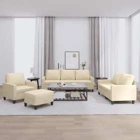 Sofa set with cushions 4 pieces cream fabric by , Sofas - Ref: Foro24-3201438, Price: 667,50 €, Discount: %