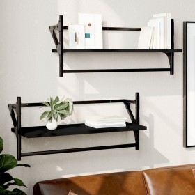 Estantes de pared con barras 2 unidades negro 65x25x30 cm de , Estantes y estanterías - Ref: Foro24-836243, Precio: 31,65 €, ...