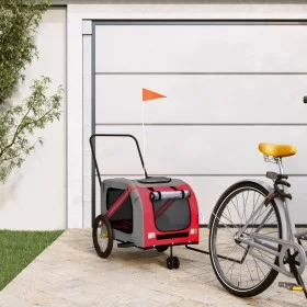 Pet Bicycle Trailer Iron Oxford Cloth Red Gray by , pet strollers - Ref: Foro24-93901, Price: 101,80 €, Discount: %