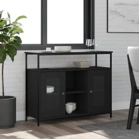 Aparador de madera de ingeniería negro 100x35x80 cm de , Aparadores - Ref: Foro24-835504, Precio: 101,56 €, Descuento: %
