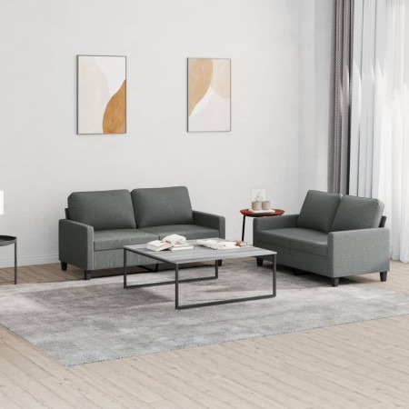 Juego de sofás con cojines 2 piezas tela gris oscuro de , Sofás - Ref: Foro24-3201445, Precio: 445,75 €, Descuento: %