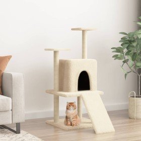 Rascador para gatos con postes de sisal color crema 110 cm en Mobiliario para gatos | Comprar online en Foru.es