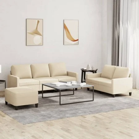 Juego de sofás con cojines 3 piezas tela crema de , Sofás - Ref: Foro24-3201470, Precio: 514,54 €, Descuento: %