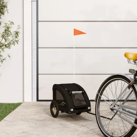Black Oxford fabric iron pet bicycle trailer by , pet strollers - Ref: Foro24-93954, Price: 93,40 €, Discount: %