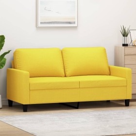 Sofá de 2 plazas de tela amarillo claro 140 cm de , Sofás - Ref: Foro24-359168, Precio: 212,32 €, Descuento: %