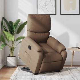 Sillón eléctrico reclinable elevable de tela marrón en Sillones | Comprar online en Foru.es