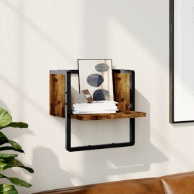 Estantes de pared con barra roble ahumado 30x25x30 cm de , Estantes y estanterías - Ref: Foro24-836280, Precio: 13,98 €, Desc...