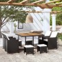 Set comedor de jardín 9 pzas ratán sintético y madera negro de vidaXL, Conjuntos de jardín - Ref: Foro24-42530, Precio: 613,4...