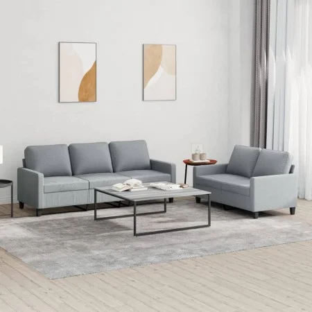 Juego de sofás con cojines 2 piezas tela gris claro de , Sofás - Ref: Foro24-3201460, Precio: 461,95 €, Descuento: %
