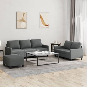 Juego de sofás con cojines 3 piezas tela gris oscuro de , Sofás - Ref: Foro24-3201469, Precio: 568,65 €, Descuento: %