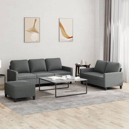 Juego de sofás con cojines 3 piezas tela gris oscuro de , Sofás - Ref: Foro24-3201469, Precio: 568,65 €, Descuento: %