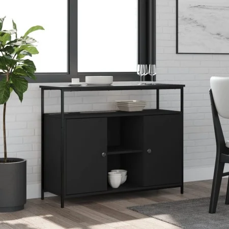 Aparador de madera de ingeniería negro 100x35x80 cm by , Sideboards - Ref: Foro24-835499, Price: 89,73 €, Discount: %