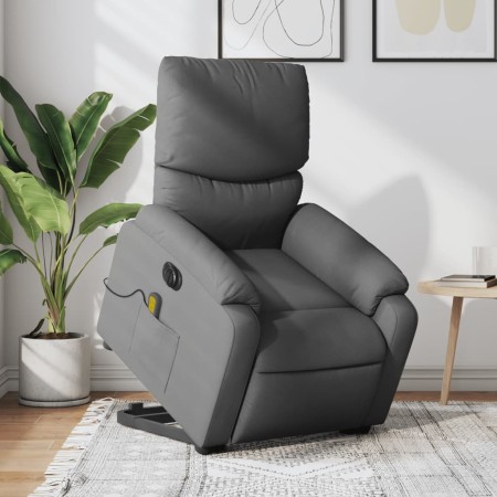 Sillón de masaje eléctrico reclinable elevable tela gris oscuro en Sillones | Comprar online en Foru.es