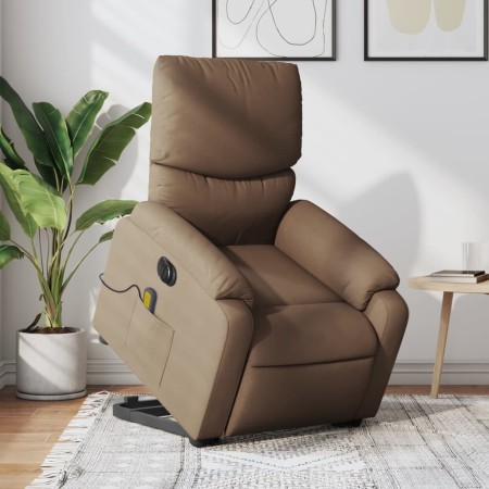 Sillón de masaje eléctrico reclinable elevable tela marrón en Sillones | Comprar online en Foru.es