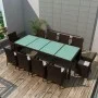 Set comedor de jardín 11 pzas y cojines ratán sintético marrón de vidaXL, Conjuntos de jardín - Ref: Foro24-42569, Precio: 85...
