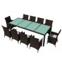 Set comedor de jardín 11 pzas y cojines ratán sintético marrón de vidaXL, Conjuntos de jardín - Ref: Foro24-42569, Precio: 85...