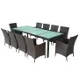 Set comedor de jardín 11 pzas y cojines ratán sintético marrón de vidaXL, Conjuntos de jardín - Ref: Foro24-42569, Precio: 85...