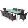 Set comedor de jardín 11 pzas y cojines ratán sintético marrón de vidaXL, Conjuntos de jardín - Ref: Foro24-42569, Precio: 94...