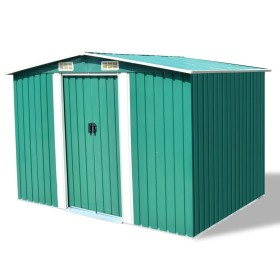Caseta de jardín de metal 257x205x178 cm verde de vidaXL, Cobertizos - Ref: Foro24-42910, Precio: 315,99 €, Descuento: %