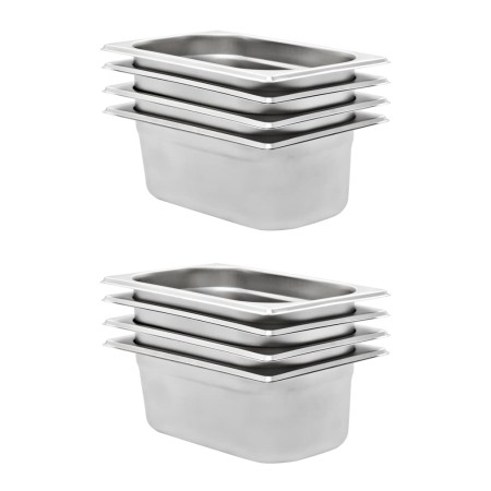 Bandejas Gastronorm 8 unidades GN 1/4 100 mm acero inoxidable de , Cubetas para mesas de vapor - Ref: Foro24-50902, Precio: 7...