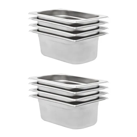 Bandejas Gastronorm 8 unidades GN 1/4 100 mm acero inoxidable de , Cubetas para mesas de vapor - Ref: Foro24-50902, Precio: 6...