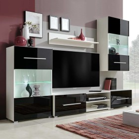 Juego de muebles de salón 5 piezas con iluminación LED negro de vidaXL, Muebles TV - Ref: Foro24-243864, Precio: 393,37 €, De...