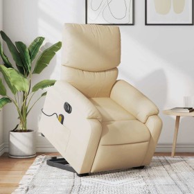 Sillón de masaje eléctrico reclinable elevable tela crema en Sillones | Comprar online en Foru.es