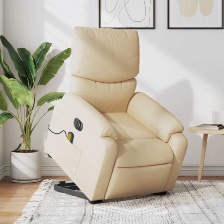 Sillón de masaje eléctrico reclinable elevable tela crema en Sillones | Comprar online en Foru.es