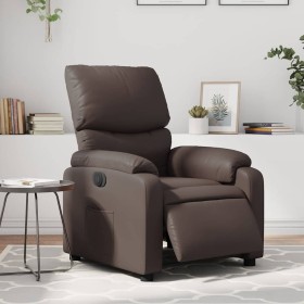 Sillón reclinable eléctrico de cuero sintético marrón en Sillones | Comprar online en Foru.es
