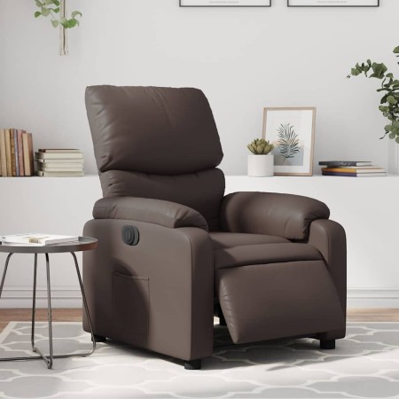 Sillón reclinable eléctrico de cuero sintético marrón en Sillones | Comprar online en Foru.es