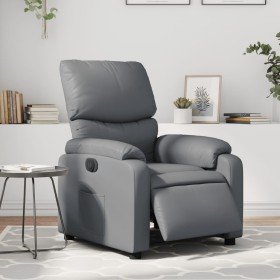 Sillón reclinable eléctrico de cuero sintético gris en Sillones | Comprar online en Foru.es