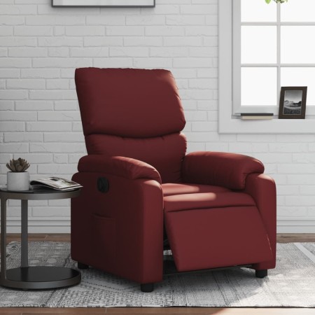 Sillón reclinable eléctrico de cuero sintético rojo tinto en Sillones | Comprar online en Foru.es