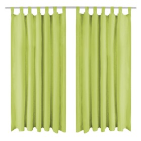 Cortinas de micro-raso con bucles 2 unidades 140x245 cm verde de vidaXL, Cortinas y visillos - Ref: Foro24-132224, Precio: 25...