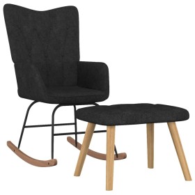 Silla mecedora con reposapiés tela negro de , Mecedoras - Ref: Foro24-327628, Precio: 133,28 €, Descuento: %