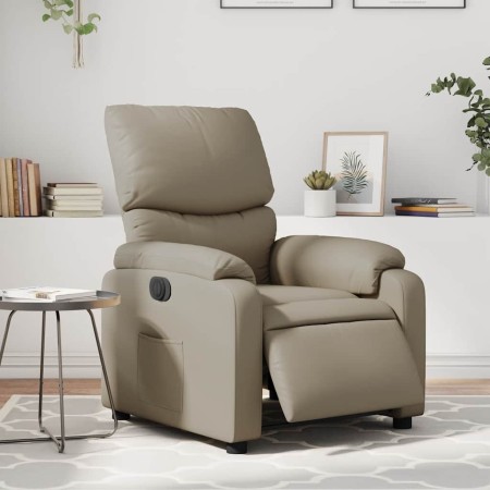 Sillón reclinable eléctrico de cuero sintético color capuchino en Sillones | Comprar online en Foru.es