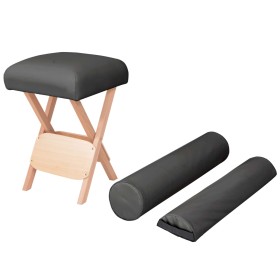 Taburete de masaje plegable 12 cm grosor y 2 cabezales negro de vidaXL, Sillones de masaje - Ref: Foro24-110147, Precio: 76,4...