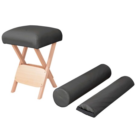 Taburete de masaje plegable 12 cm grosor y 2 cabezales negro de vidaXL, Sillones de masaje - Ref: Foro24-110147, Precio: 76,4...