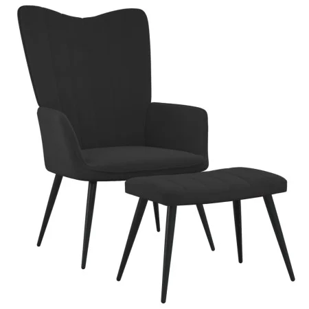 Silla de relajación con reposapiés terciopelo negro de , Sillones - Ref: Foro24-327694, Precio: 128,95 €, Descuento: %