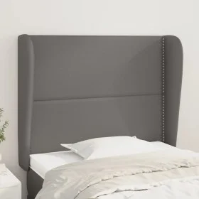 Cabecero con orejas cuero sintético gris 93x23x118/128cm de , Cabeceros y pies de cama - Ref: Foro24-3117898, Precio: 69,76 €...