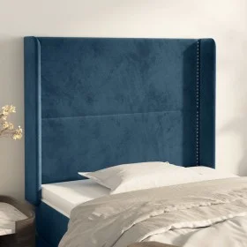 Headboard with dark blue velvet ears 93x16x118/128 cm by , Headboards and footboards - Ref: Foro24-3119480, Price: 73,56 €, D...