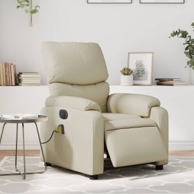 Sillón de masaje reclinable eléctrico cuero sintético crema en Sillones | Comprar online en Foru.es