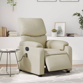 Sillón de masaje reclinable eléctrico cuero sintético crema en Sillones | Comprar online en Foru.es