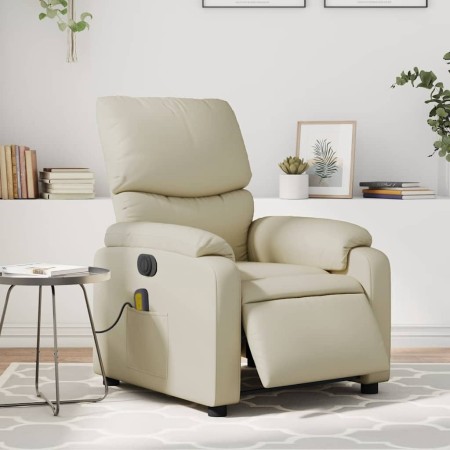 Sillón de masaje reclinable eléctrico cuero sintético crema en Sillones | Comprar online en Foru.es