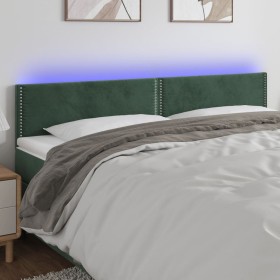 Cabecero con LED de terciopelo verde oscuro 180x5x78/88 cm de , Cabeceros y pies de cama - Ref: Foro24-3121535, Precio: 54,69...